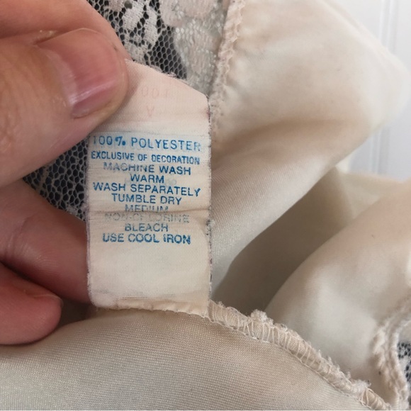 Vintage Lingerie Spaghetti Strap Crop Top White Ivory Triangle Handkerchief Cut - Picture 11 of 13